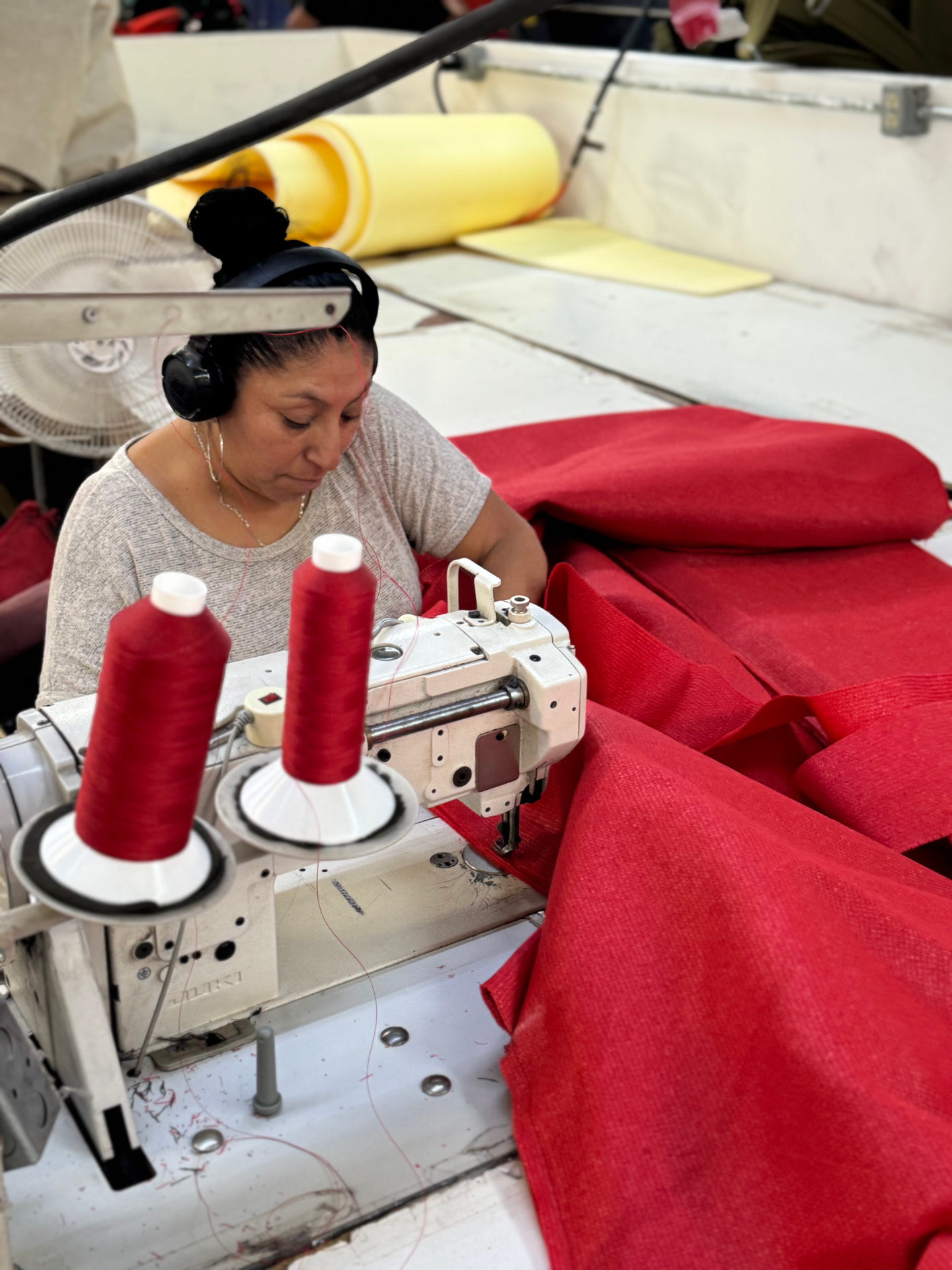 Heavy-fabric panel sewing